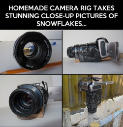 reximusprime:bananonbinary: john-and-dave:  iraffiruse:  Homemade camera rig takes stunning close-up pictures of snowflakes  I swear snow is like some weird phenomena like aliens or something that shit is fucking art and you know it  the photographer
