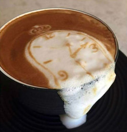 digitaldiscipline:  thechubbynerd: This is honestly the best latte art I’ve ever seen and I’m shocked I didn’t see it sooner. The Dali Grind ( @copperbadge ) 