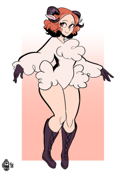 scruffyturtles: Was commissioned to draw my best interpretation of ‘sheep wife’ for Haru so… Beep beep like a sheep :P  X3
