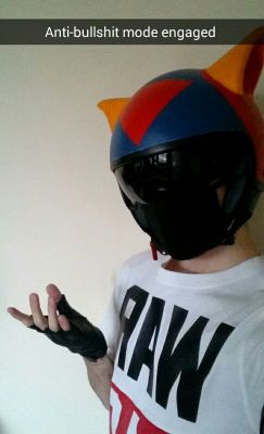 strange-wuff:I have a Swat Kats cosplay in progress. That’s the helmet/gloves. I also have a cold and was in bed all morning because standing up made me feel dizzy. And my black mask came today and they sent 2 instead of one.Idk how to feel. Here’s
