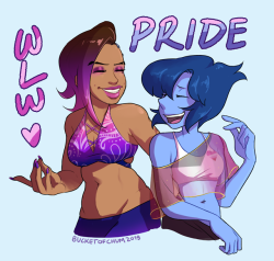 bucketofchum:  Here’s some sapphic love to celebrate Pride Month! Happy pride 2018 úwùCommission for @abraxaswithaxesCommission Info