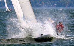 Yes, sometimes scow sailing can be wet.