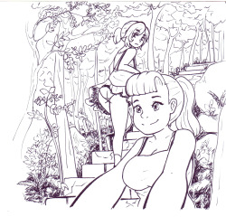 Emma taking a selfie with Cappuccino&rsquo;s butt  I love selfies &rsquo;^&lsquo;  This was something I drew and inked in China, based on some of the plants and areas I saw. 