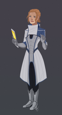 papercrow:   next in the humanized!aliens series is everybody’s favourite asari archaeologist, liara! i took her shadow broker outfit as a starting point, but added a few elements from her ME1 lab coat along the way.  also, thanks a bunch for the feedback