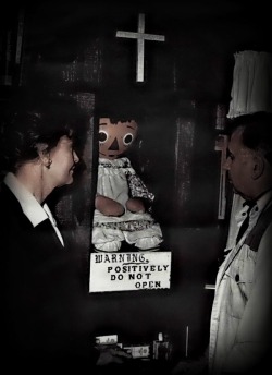 idontgiveashityolo:  equinoxparanormal:   The True Story Of Annabelle, The Haunted Doll From THE CONJURING Annabelle is real.  One of the creepiest parts of the truly scary The Conjuring is the evil possessed doll Annabelle, who makes up the cornerstone