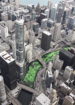 newsweek:  Happy St. Paddy’s Day to those who celebrate!   Incredible aerial photos of the Chicago River being dyed green