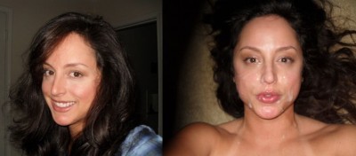 Dressed undressed before and after cum facial