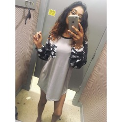 fameandlipstick:  I tend to shop in the men section a lot ..  turning this size L into a tshirt dress.
