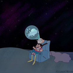 After landing, Steven and Pearl just kinda sit for a while and talk about space. Pearl gets too choked up reminiscing so Steven takes over to talk about all the adventures they&rsquo;re going to have one day