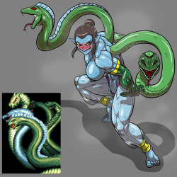 pixivallesey:hydra(death brade/mutant fighter) gender bender