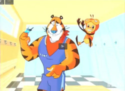ripped-saurian:   meanwhile in a 2000 french commercial for frosted flakes/frosties  http://www.ina.fr/video/PUB2577896039/frosties-et-mielpops-porte-clefs-video.html  No underwear in it but  ohhhhhhhhhh myyyyyyyyyyy