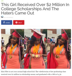 lagonegirl:   Glory To God 🙌🏾    Her promising future is just starting.   #BlackPride #BlackGirlMagic    First of all ppl forget that gpa is a 5.0 scale. Its rare for some to get 5.0 but it happens. Second of all no one said a school cost 2.8 million.