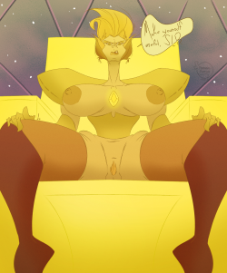 slewdbtumblng:  feathers-butts:  “Prove your loyalty…” A secret art trade I did with   slewdbtumblng where we would draw a personalized lewd of each other’s gem muse. Hope you still like the taste of yellow.  As you please, my Diamond ~ ♥