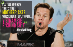 18mr:  In 1988, Mark Wahlberg attacked two Asian American men in separate racially motivated hate crimes. The first, Thanh Lam, was pummeled with a 5-foot long wooden stick. According to court documents, Wahlberg screamed “Vietnam f**king sh*t!” as