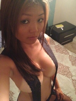 Hot Asian girl huge perfect selfie tits.