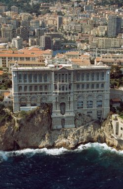 fungi:    The Oceanographic Museum - Monte Carlo, Monaco This monumental architectural work of art has an impressive façade above the sea, towering over the sheer cliff face to a height of 279 feet (85.04 m). It took 11 years to build, using 100,000