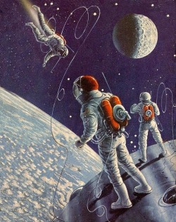 scienceetfiction:  Robert Heinlein, Space cadet, cover illustration by Gordon C Davies   