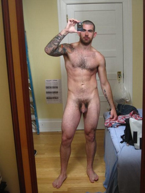Hairy muscular guy and