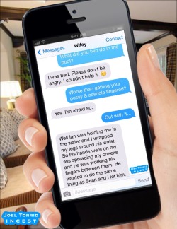 joeltorridisurdaddy:  VACATION ALONE WITH THE BOYS  A wife’s text conversation with her husband about her vacation with their two sons.  Part 2 of 5