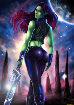 shadbase:  Gamora from Guardians of the Galaxy! See the full picture and the additional version at Shagbase. Will have a speedpaint of this pinup up on my Youtube later today.