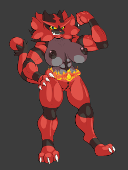 slashysmiley: first drawing I’ve been able to do in a couple weeks and my hand hurts like hell. enjoy folks. Incineroar, the final evolution of the fire starter from Pokemon Sun and Moon 