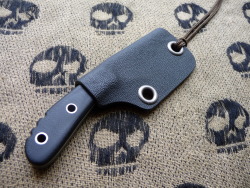 ru-titley-knives:  I have just finished up this kydex necker rig for a good Customer who recently purchased my white tip shark kiridashi  ,he also requested a black elastic Ranger band to stash  SERE / E&amp;E items behind the sheath .  Custom knives