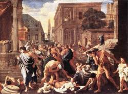 Nicolas Poussin (1594 - 1665), The plague at Ashdod (1630) a) via The Athenaeum b) via WikiPaintings