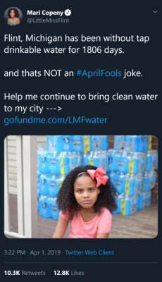 whyyoustabbedme:   gofundme.com/LMFwater   Flint, Michigan w/o tap drinkable water for 1,806 days is a “true” emergency.  The contamination of Flint’s water was authorized by Flint’s Governor, Rick Snyder &amp; his lackeys.   