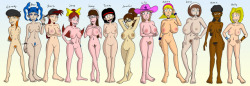 junkflufferredux:Done. Twenty two “Jeff &amp; Taylor” girls nude in all their sexy glory. The top image is all the hot main girls and the bottom are all the MILFs, sisters, and villains. So yeah, if any of you want to draw J&amp;T rule 34, you can