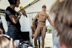 flash3r:  Thank goodness the Roskilde naked run always gets lots of fit Scandinavian men naked. Nice trimmed pubes 