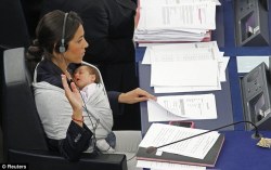 blvcknvy:  Licia Ronzulli, member of the European Parliament, has been taking her daughter Vittoria to the Parliament sessions for two years now. 