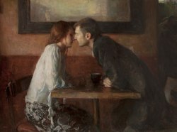 existentialwilderness:  c0eursauvage:pureblyss:  huariqueje:Stollen Kiss  -  Ron Hicks American painter  b.1965ImpressionismThis is probably one of my new favorite paintings.  I have been looking for this painting for so long