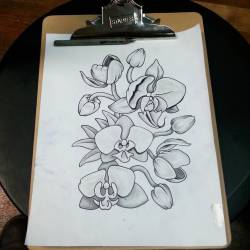 Shading some orchids, good times. #drawing #art #flowers #graphite #artistsontumblr #artistsoninstagram  (at Raven&rsquo;s Eye Ink)