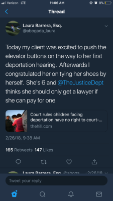 michelleengardt: liukka:  svelfe: This is a result of the inhumane decisions that members of this administration want you to be silent about in public for fear of a loss of “civility”.  The kid and her lawyer were about the only humans there.  For