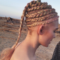  Close up of the Spiral #braids I created in #Grimes new video “Go” !(via instagram) 