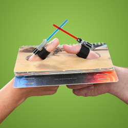 tits-mcgeek:  laughingsquid:  Star Wars Lightsaber Thumb Wrestling, A Book With Tiny Strap-On Thumb Lightsabers  two things: 1. why dont i own this yet? 2. haha ‘strap-on lightsaber’… 