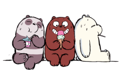 losassen:  A little sketch after work today of the bears enjoying some cold treats on a hot day! (froyo, ice cream and fruit popsicles) Ice bear could eat like 50 popsicles! 