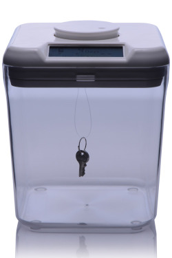 laotk:  Lock your partner up, but don’t throw away the key!Tease them with this see-through safe with a timer that allows you to decide how long they’ll be begging for. A perfect place to store the key to your slave’s chastity device or anything