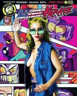 I&rsquo;M ON A COMIC BOOK COVER! Check out this sweet variant of @amerikarate! I&rsquo;m a femme version of the main character! Read it, it&rsquo;s fucking hilarious! #sideboob