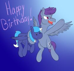 inlustriusghost:Yo, I heard it was your birthday! So I made you a thing! I hope you like it, @dripponi! You too, @noxybutt! I hope you have a great birthday! :D Dawwww I like the silly little expression on Noxys face too! It&rsquo;s a cute touch! I love