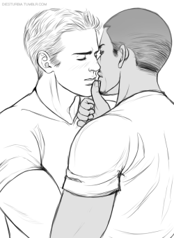 thingsfortwwings:  [Image: Steve Rogers and Sam Wilson standing face to face, about to kiss; Sam is touching Steve’s chin.] diesturbia:  *mechanical laughter* (ﾉ◕ヮ◕)ﾉ  