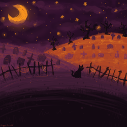 daggerhands:  i wanted to doodle something cute and halloweeny with a limited palette and here we are 