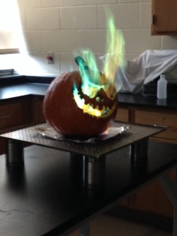 nornit:  the-parlour-poet:  koreandrawer:  Yeah so there was a pumpkin on fire in my science class today  *witchcraft class  this is the most gangsta thing i’ve seen all day