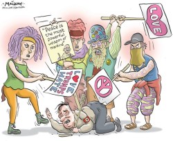 sydneykrukowski:  rasec-wizzlbang:  agoodcartoon: fuck yeah how you gonna draw a neo nazi getting beat up and try and paint the people beating him up as the bad guys  i love that he just drew a plus sign instead of a swastika. like oh no this isn’t