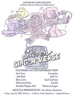rebeccasugar:  ianjq:  STEVEN UNIVERSE PANEL AT SAN DIEGO COMIC CON! We’ve been excitedly preparing for our panel this year and it’s going to be the best panel ever! Jam-packed with music, exclusive clips, and surprises! We’ve got an incredible