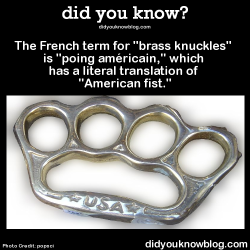 did-you-kno:  In Spanish, “puños de acero” (fists of steel) are also called “puño Americano,” which has the same literal translation of “American fist.”Source