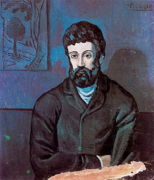 expressionism-art:  Man in blue, 1902, Pablo PicassoMedium: oil,canvas