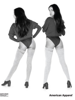 American Apparel sexy advert. American Apparel&rsquo;s advertising is famous for the sexually provocative poses and for the fact that they do not use professional models. In fact, many of them are members of staff from their retail stores.