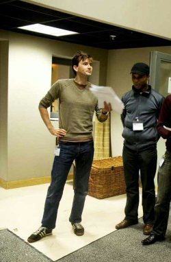 tennydr10confidential:  David Tennant recording the audio dramatization of Of Mice and Men. It honestly took me a moment to realize he was playing the main character of George Milton because he does a really damn fine  western American accent. And if