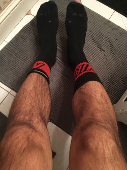 Perfectly used socks to rub on a horny faggot&rsquo;s face.